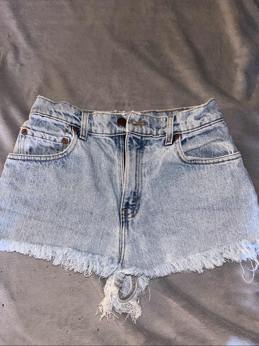 Levi's Light Blue Frayed Denim Shorts